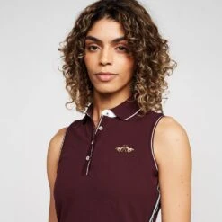 Womens Lia Sleeveless Polo Shirt Dark Berry -Fishing Club Store go 577056 d