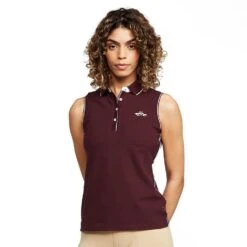 Womens Lia Sleeveless Polo Shirt Dark Berry -Fishing Club Store go 577056 z