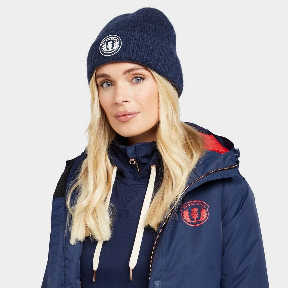 Knitted Beanie In Dark Blue 2 Knitted Beanie In Dark Blue - Image 2