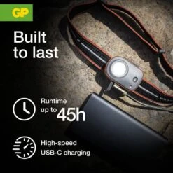 GP BATTERIES XPLOR PHR16 Ultra Compact & Lightweight Headlamp 300L Rechargeable -Fishing Club Store go 655870 g